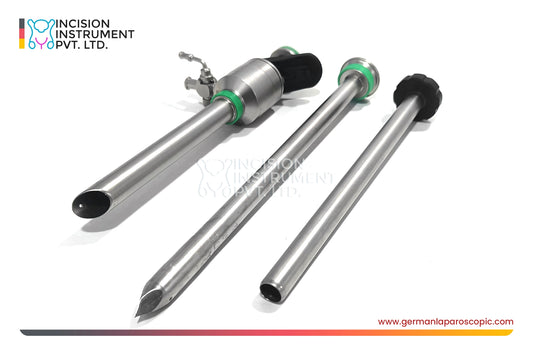 German Laparoscopic Storz-Type Trocar Cannula 10mm × 110mm with Trocar Metal Reducer