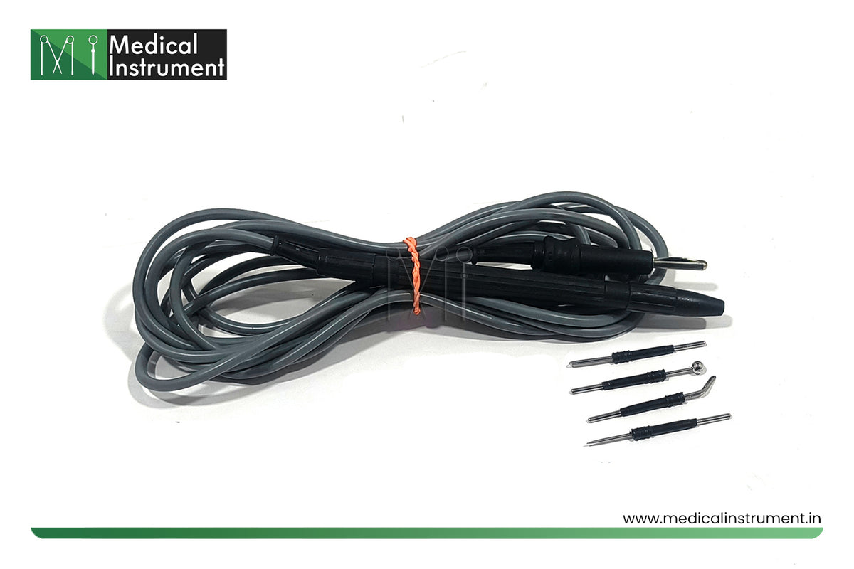 laparoscopic monopolar chuck handle with 4 needle sets and 3 meter flexible electrosurgical cable for compatible surgical instruments