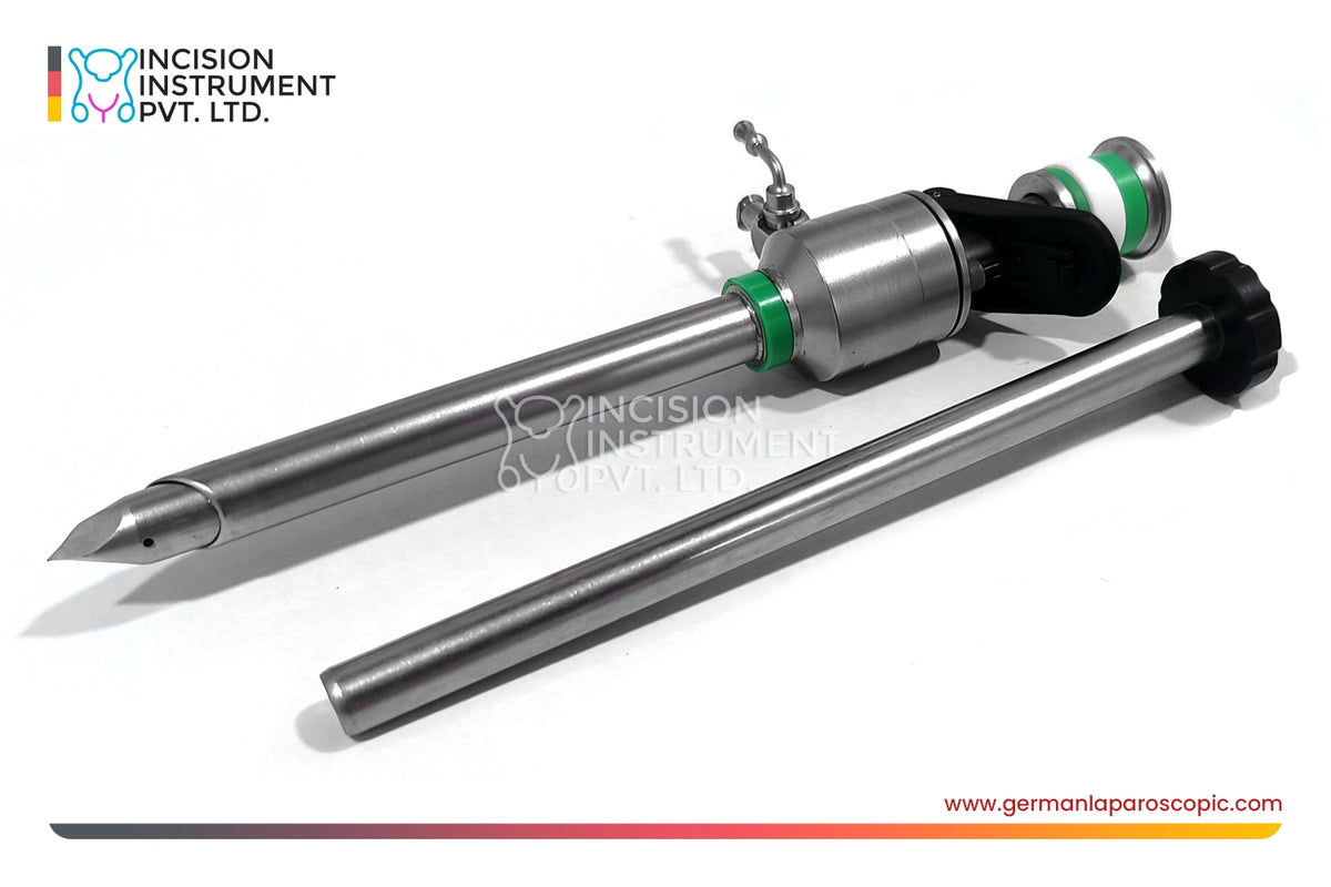 German Laparoscopic Storz-Type Trocar Cannula 10mm × 110mm with Trocar Metal Reducer