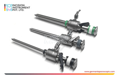 3pcs German Laparoscopic Storz-Type Trocar Cannula 3mm , 5mm & 10mm × 110mm