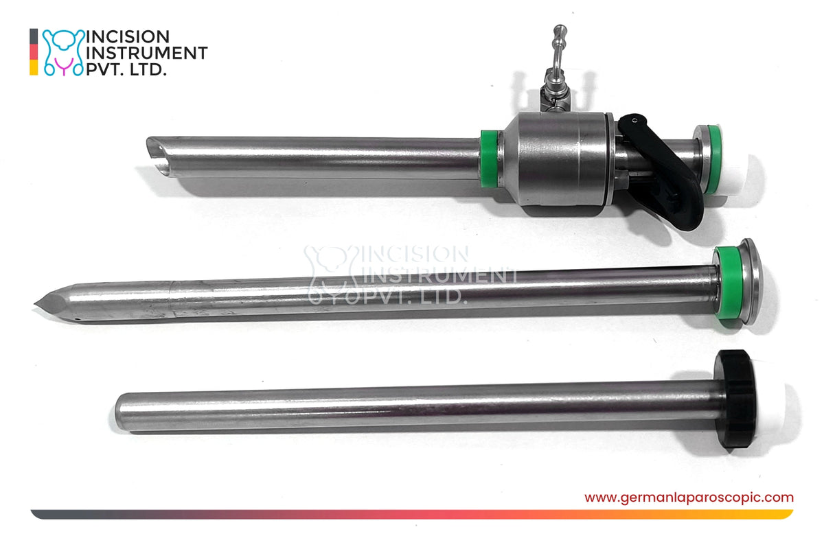 German Laparoscopic Storz-Type Trocar Cannula 10mm × 110mm with Trocar Metal Reducer