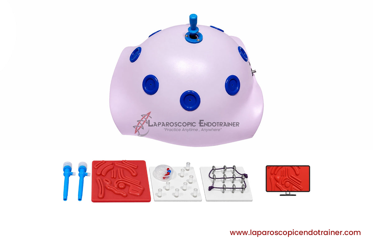 Laparoscopic Pink Abdomen Shape | 360° Degree Fix HD Camera | 5 Reusable Instruments | TV Connection