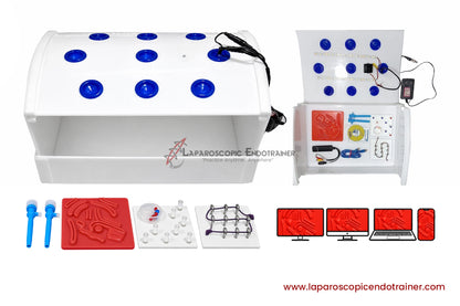 Laparoscopic Box Rectangle Shape | 360° Degree Fix HD Camera | 5 Reusable Instruments | TV, Laptop, Mobile & HDMI Connection