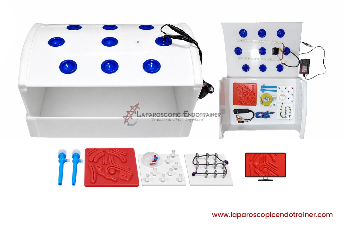 Laparoscopic Box Rectangle Shape | 360° Degree Fix HD Camera | 5 Reusable Instruments | TV Connection