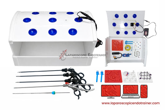 Laparoscopic Box Rectangle Shape | 360° Degree Fix HD Camera | 5 Reusable Instruments | TV, Laptop & Mobile Connection