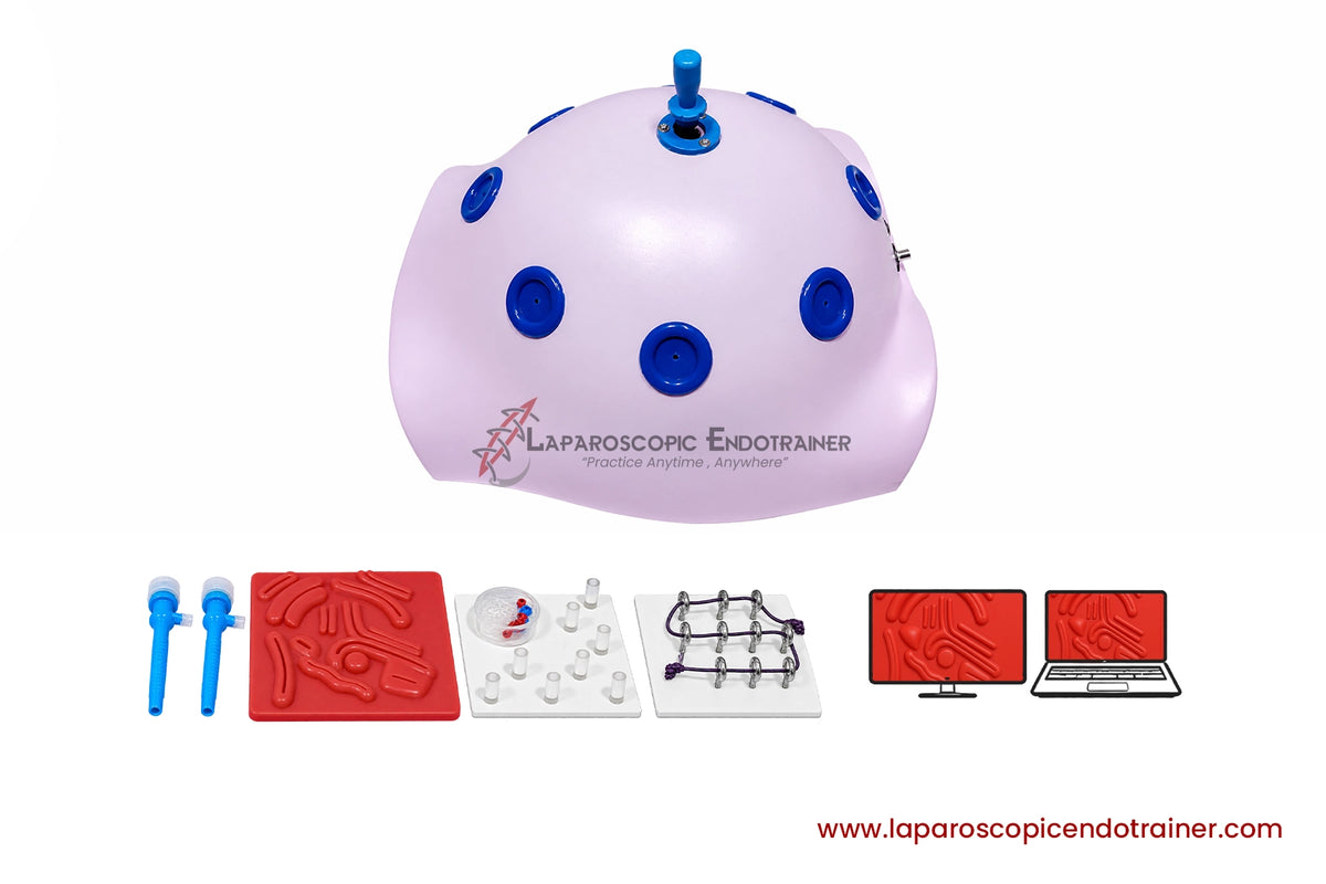 Laparoscopic Pink Abdomen Shape | 360° Degree Fix HD Camera | 5 Reusable Instruments | TV & Laptop Connection