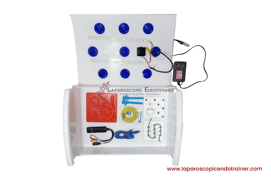 Laparoscopic Box Rectangle Shape | 360° Degree Fix HD Camera | 5 Reusable Instruments | TV & Laptop Connection