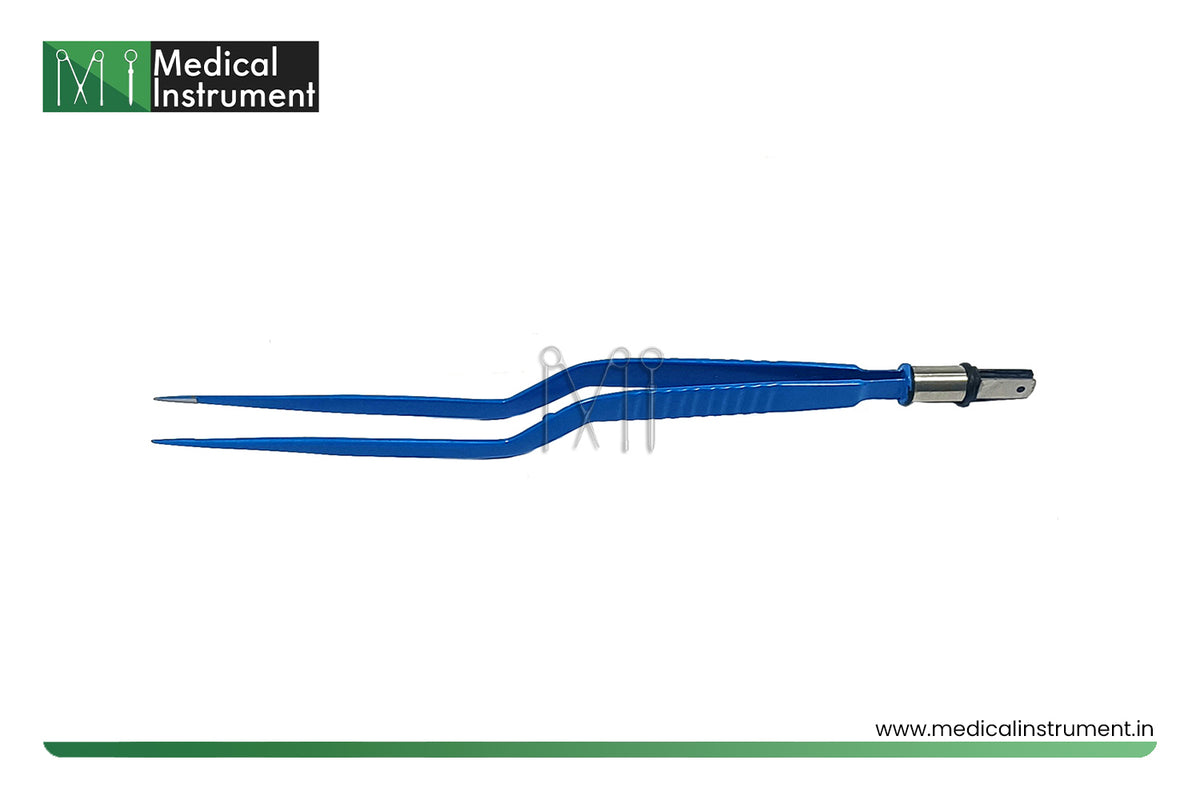 laparoscopic 9 inch bipolar bayonet cautery forceps with non stick tips for compatible electrosurgical procedures