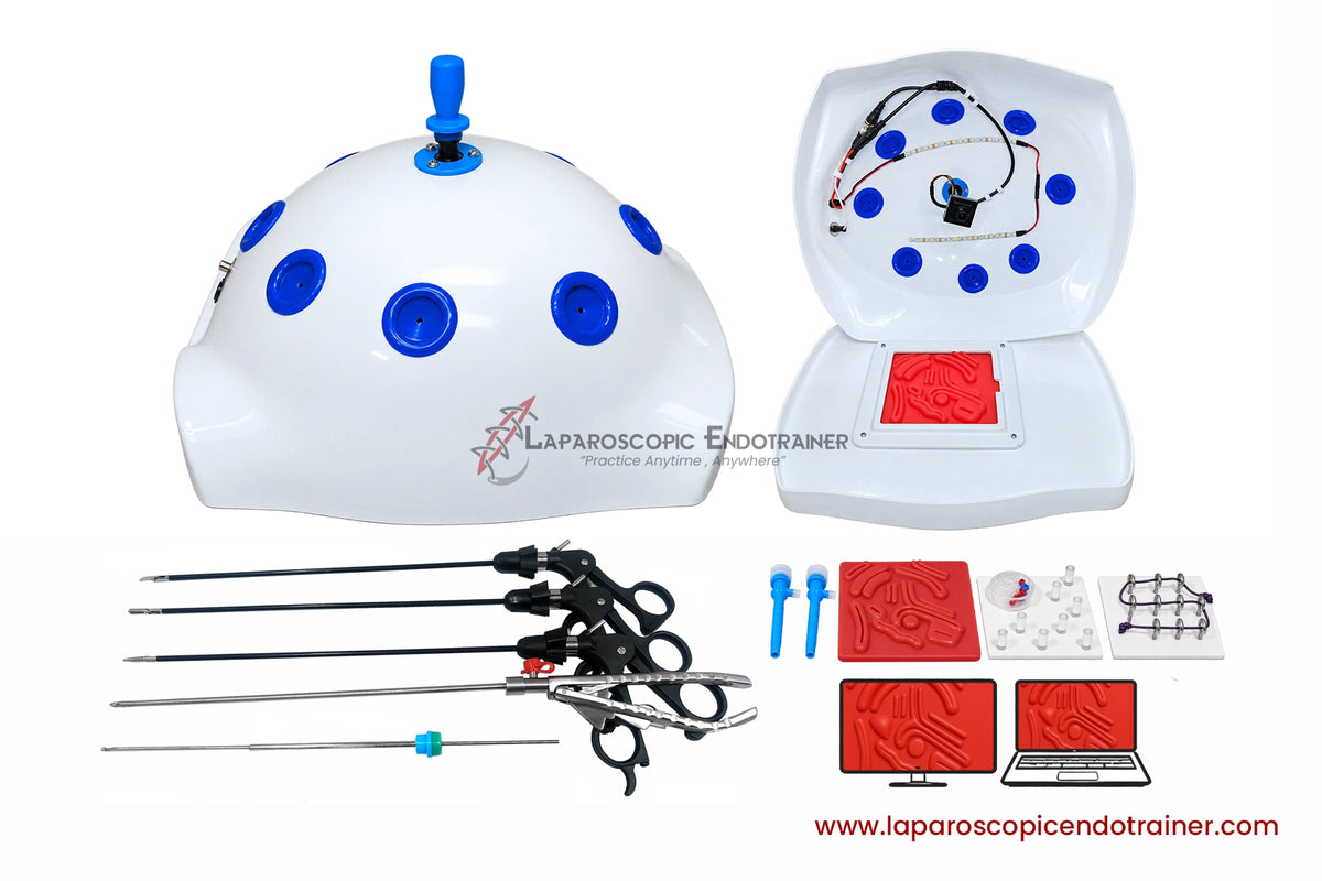 Laparoscopic White Abdomen Shape | 360° Degree Fix HD Camera | 5 Reusable Instruments | TV & Laptop Connection