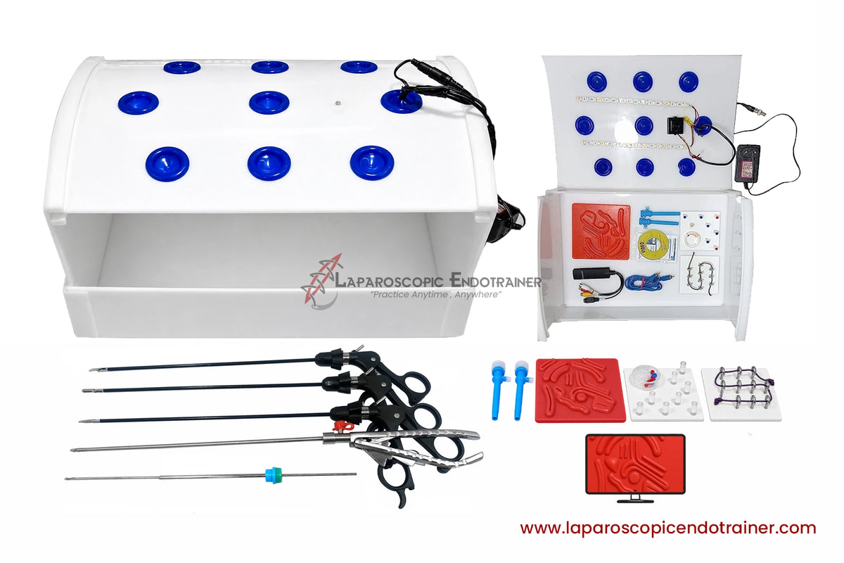 Laparoscopic Box Rectangle Shape | 360° Degree Fix HD Camera | 5 Reusable Instruments | TV Connection