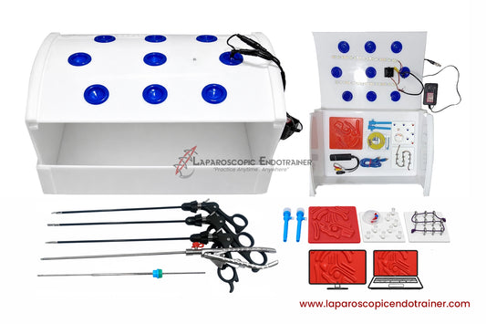 Laparoscopic Box Rectangle Shape | 360° Degree Fix HD Camera | 5 Reusable Instruments | TV & Laptop Connection