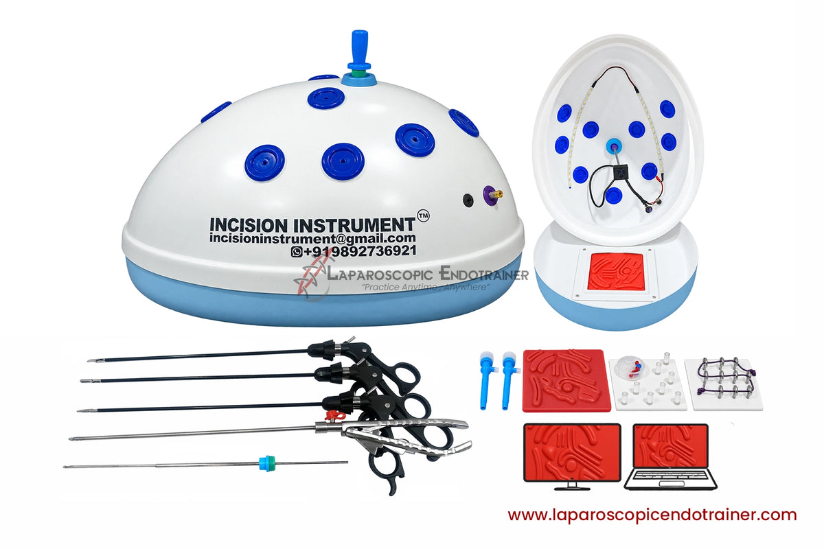 Laparoscopic Oval Egg Anda Shape | 360° Degree Detachable Camera | Zoom-In Zoom-Out Function | 5 Reusable Instruments | TV & Laptop Connection