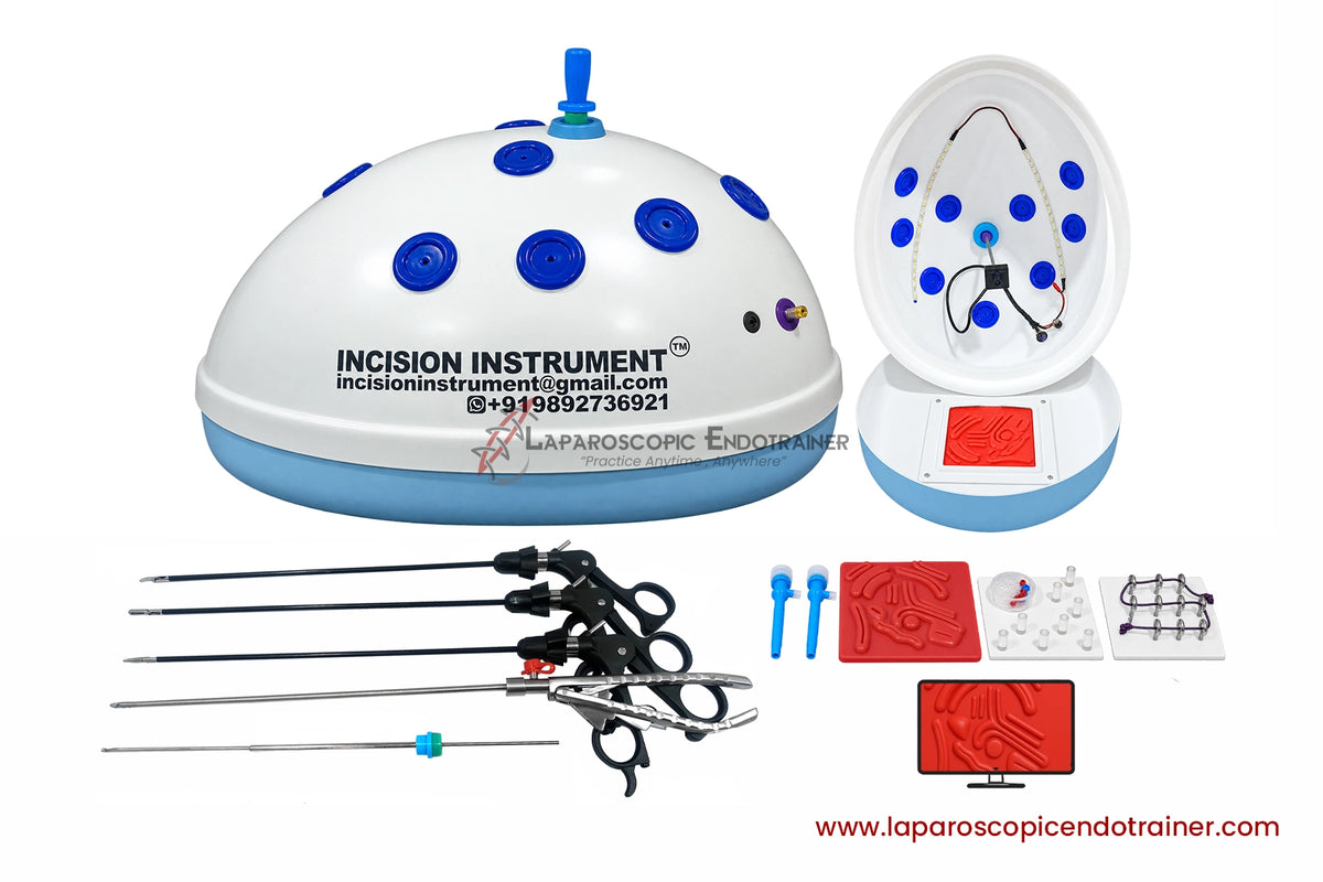 Laparoscopic Oval Egg Anda Shape | 360° Degree Detachable Camera | Zoom-In Zoom-Out Function | 5 Reusable Instruments | TV Connection
