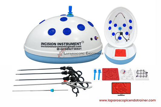 Laparoscopic Oval Egg Anda Shape | 360° Degree Detachable Camera | Zoom-In Zoom-Out Function | 5 Reusable Instruments | TV Connection