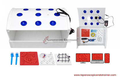 Laparoscopic Box Rectangle Shape | 360° Degree Fix HD Camera | 5 Reusable Instruments | TV, Laptop & Mobile Connection